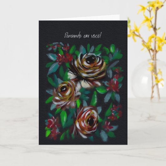 Pensando em Você Floral Sympathy Portuguese  カード (黄色い花)