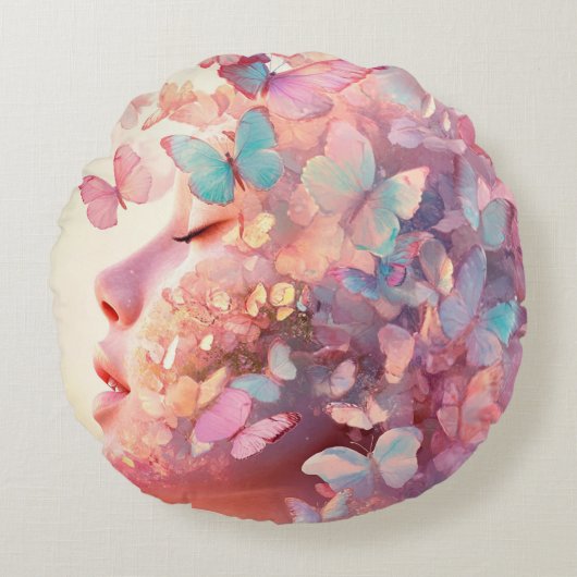 Pensées Papillons - Butterfly Thoughts ラウンドクッション (正面)
