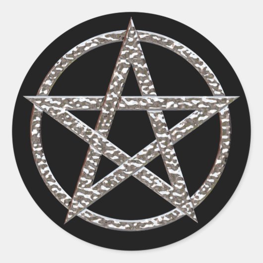 Pentagram Hamlated Chrome Round Sticker ラウンドシール (正面)
