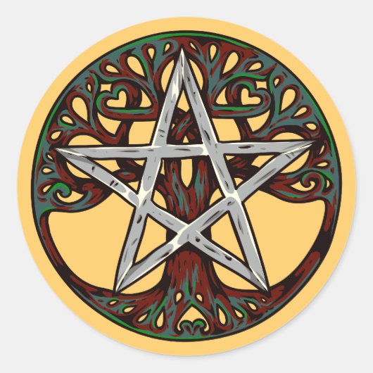 Pentagramm Baum des Lebens ラウンドシール (正面)