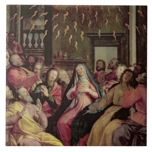 Pentecost、c.1598 (パネルの油) タイル (正面)