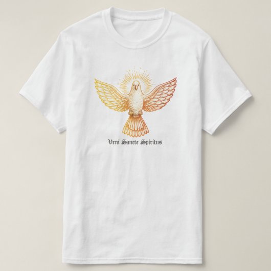 Pentecost Day Fire Wings Bird Gold Flam Aesthetic Tシャツ (デザイン正面)