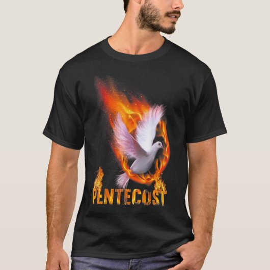 Pentecost Doves Fire Flame Holy Spirit Catholic TS Tシャツ (正面)