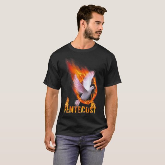 Pentecost Doves Fire Flame Holy Spirit Catholic TS Tシャツ (正面フル)