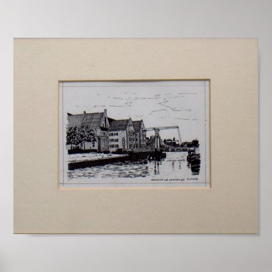 Pentekening Zwolle Oversticht met Pelserbrugje ポスター (正面)