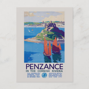 Penzance in the Cornish Riviera Vintage Poster 193 ポストカード