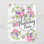 Peoney Cluster 13番目の誕生日 招待状 (正面/裏面)