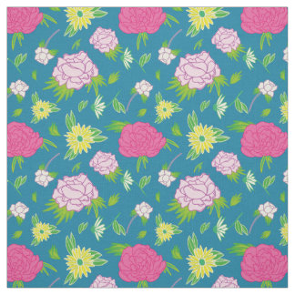 peonias y margaritas ファブリック