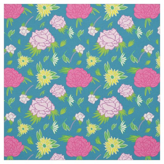 peonias y margaritas ファブリック (見本)