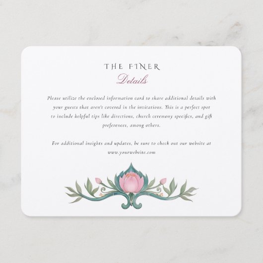 Peoniesの結婚情報カードヴィンテージ エンクロージャーカード (正面)