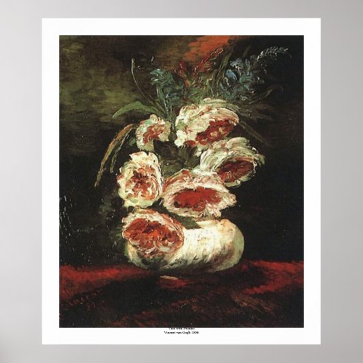 Peoniesの花瓶by Vincent vanゴッホ ポスター (正面)