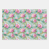 Peoniesエレガントフローラギフト ラッピングペーパーシート (正面)