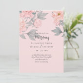 PEONIESピンクセージピーチ結婚ズバジェット招待状 招待状 (スタンド正面)