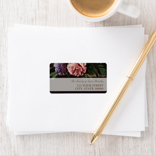 Peonies絵画の1家族ありがとうパーソナライズされたL ラベル (インサイチュ)