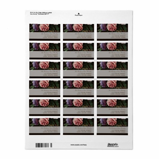 Peonies絵画の1家族ありがとうパーソナライズされたL ラベル (フルシート)