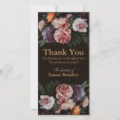 Peonies絵画の3悔やみや弔慰ありがとうフォトカード サンキューカード (正面)