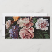 Peonies絵画の3悔やみや弔慰ありがとうフォトカード サンキューカード (裏面)