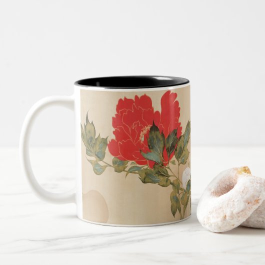 Peonies 日本の by Sakai Hooitsu Coffee Mug ツートーンマグカップ (ドーナツ)