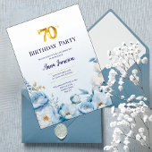 Peonies 70th Birthday Party Invitation 招待状