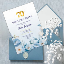 Peonies 70th Birthday Party Invitation