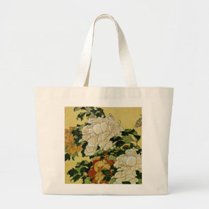 Peonies and Butterfly ラージトートバッグ