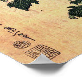 Peonies and Butterfly Hokusai ポスター (角)