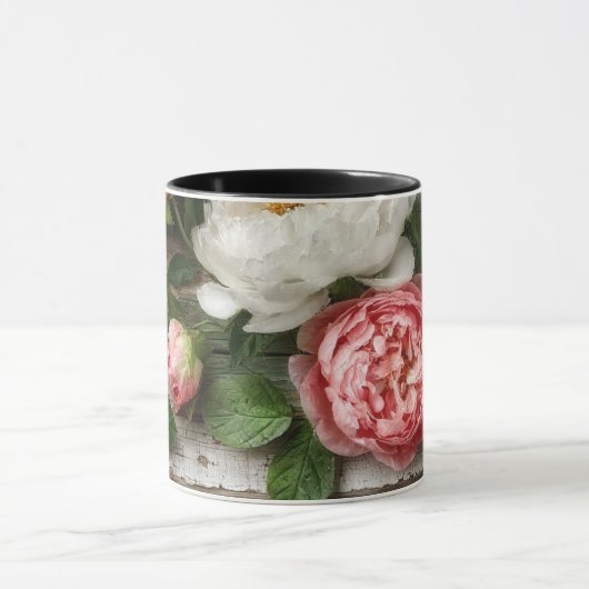 peonies and weathered wood マグカップ (中央)