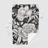 Peonies Black & White Vintage Pattern ゴルフタオル (インサイチュ)