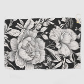 Peonies Black & White Vintage Pattern ゴルフタオル (横)