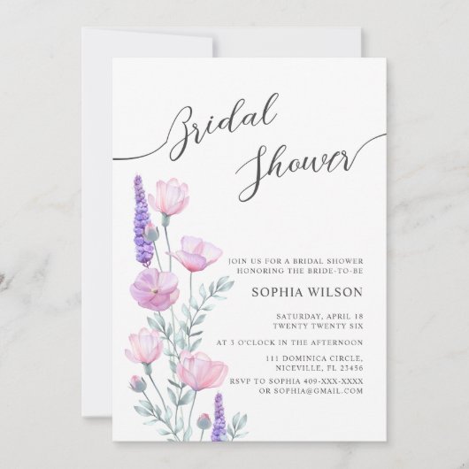 Peonies Bridal Shower Invitation 招待状 (正面)