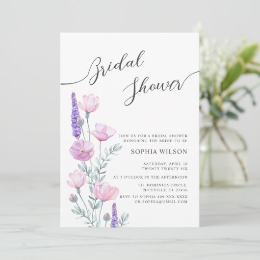Peonies Bridal Shower Invitation 招待状 (スタンド正面)