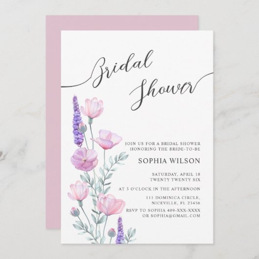 Peonies Bridal Shower Invitation 招待状 (正面/裏面)