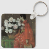 Peonies by William Meritt Chase、ヴィンテージファインアート キーホルダー (裏面)