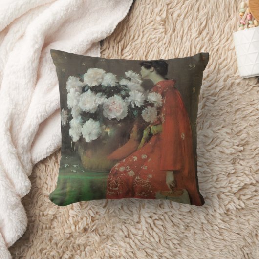 Peonies by William Meritt Chase、ヴィンテージファインアート クッション (ブランケット)