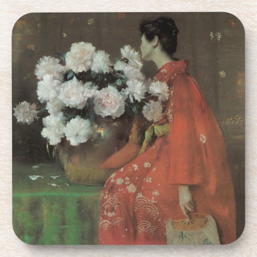 Peonies by William Meritt Chase、ヴィンテージファインアート コースター (正面)