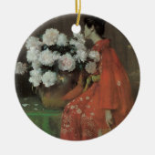 Peonies by William Meritt Chase、ヴィンテージファインアート セラミックオーナメント (正面)