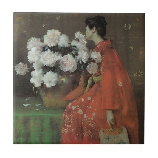 Peonies by William Meritt Chase、ヴィンテージファインアート タイル (正面)