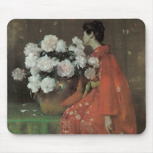 Peonies by William Meritt Chase、ヴィンテージファインアート マウスパッド (正面)