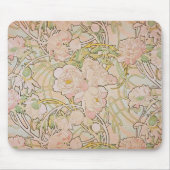 Peonies Floral Pattern Alphonse Mucha マウスパッド (正面)