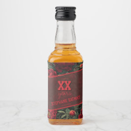 Peonies Flower Food and Beverage Label Set リキュールボトルラベル