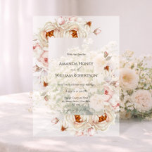 Peonies in Bloom Acrylic Wedding Invitation