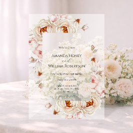 Peonies in Bloom Acrylic Wedding Invitation アクリル招待状