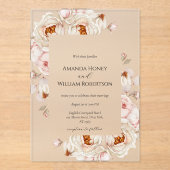 Peonies in Bloom Acrylic Wedding Invitation アクリル招待状 (正面)
