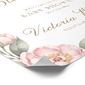 Peonies In Bloom Pink Girl Baby Shower Welcome ポスター (角)