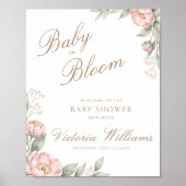 Peonies In Bloom Pink Girl Baby Shower Welcome ポスター (正面)