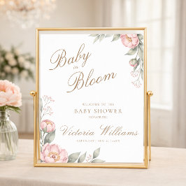 Peonies In Bloom Pink Girl Baby Shower Welcome ポスター