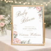 Peonies In Bloom Pink Girl Baby Shower Welcome ポスター