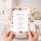 Peonies in Bloom Wedding Menu Card 招待状