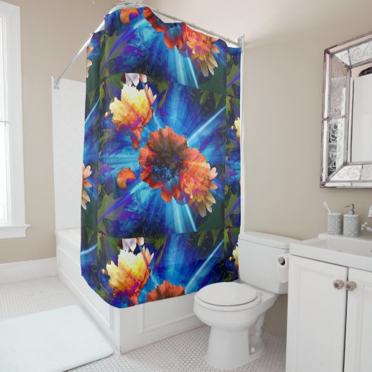 Peonies in Blue Light シャワーカーテン (インサイチュ)