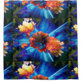 Peonies in Blue Light シャワーカーテン (正面)